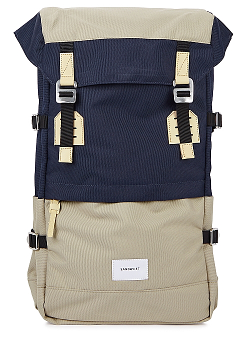 Harald navy and stone canvas backpack 