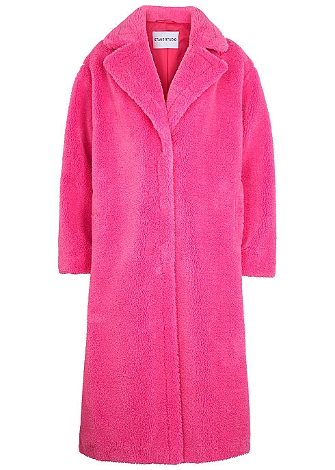 Maria pink faux shearling coat - Stand Studio