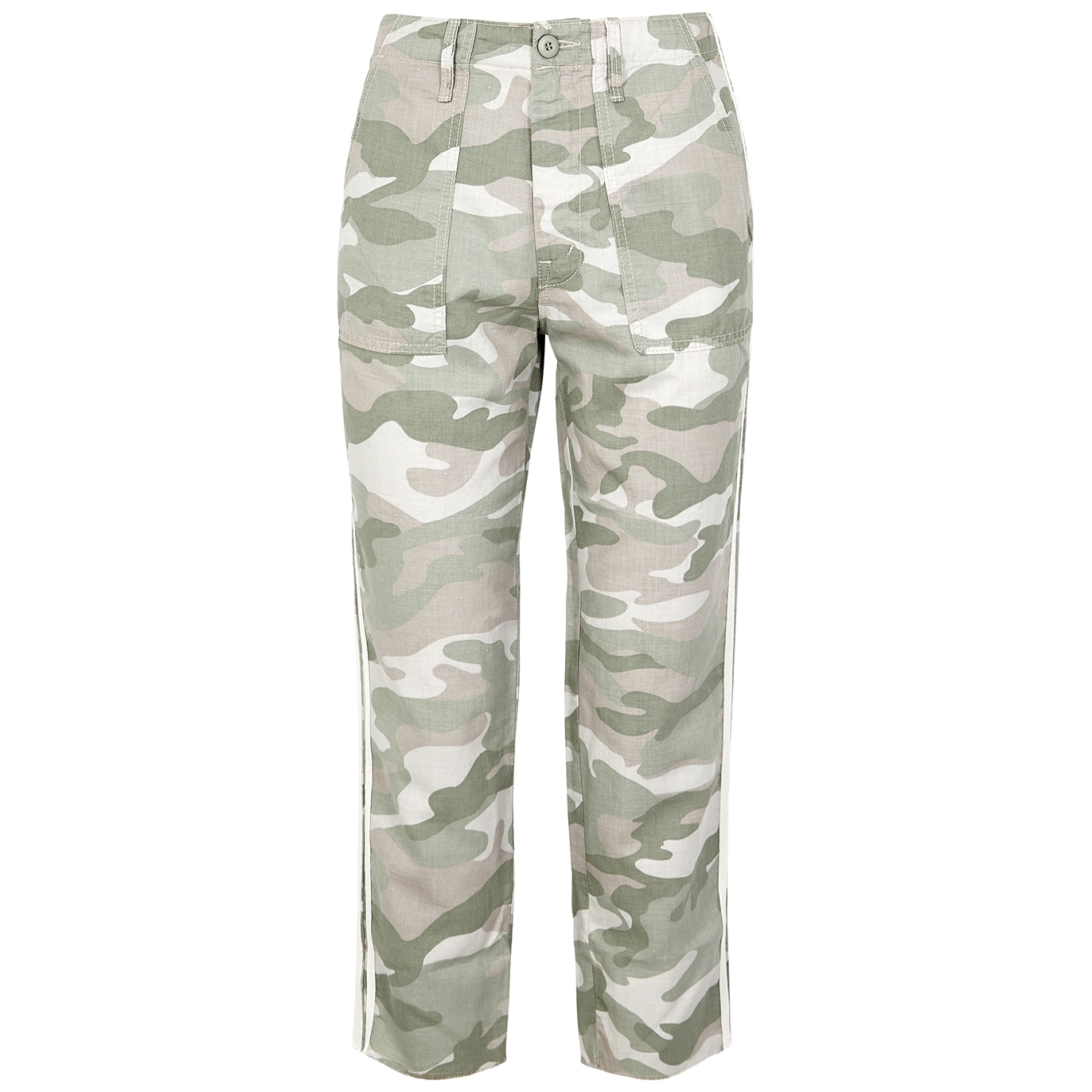Mother Shaker Camouflage Cotton-blend Trousers In Green