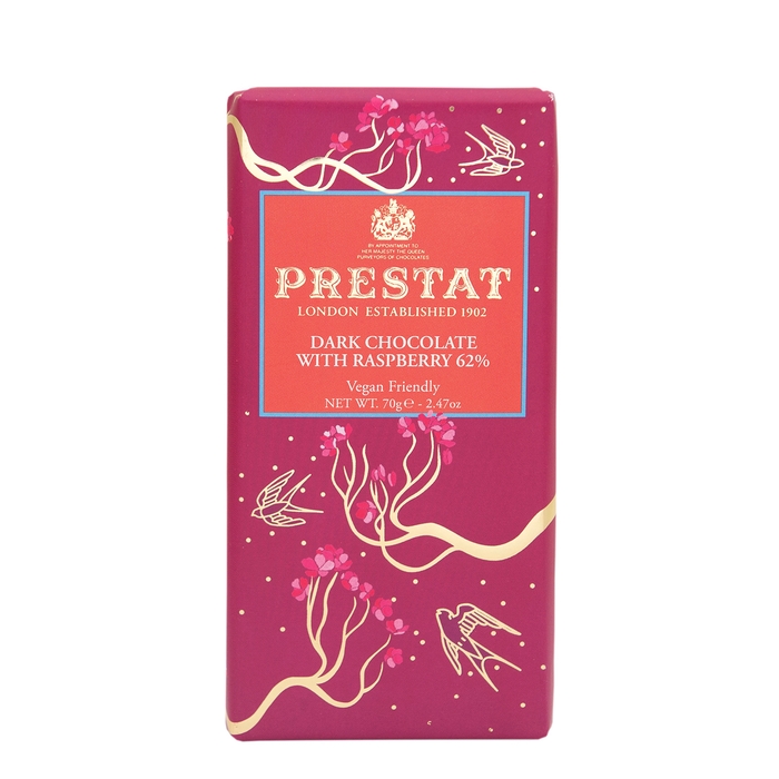 Prestat Dark Chocolate With Raspberry Bar 70g