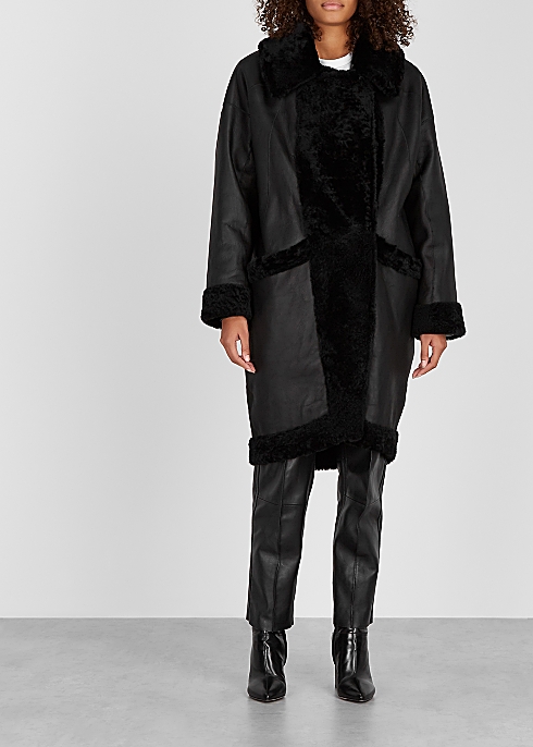 Black reversible shearling coat - Dom Goor