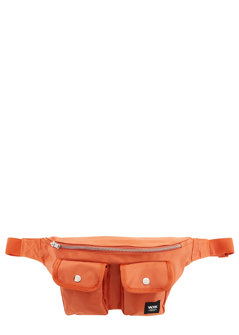 Gray orange nylon belt bag