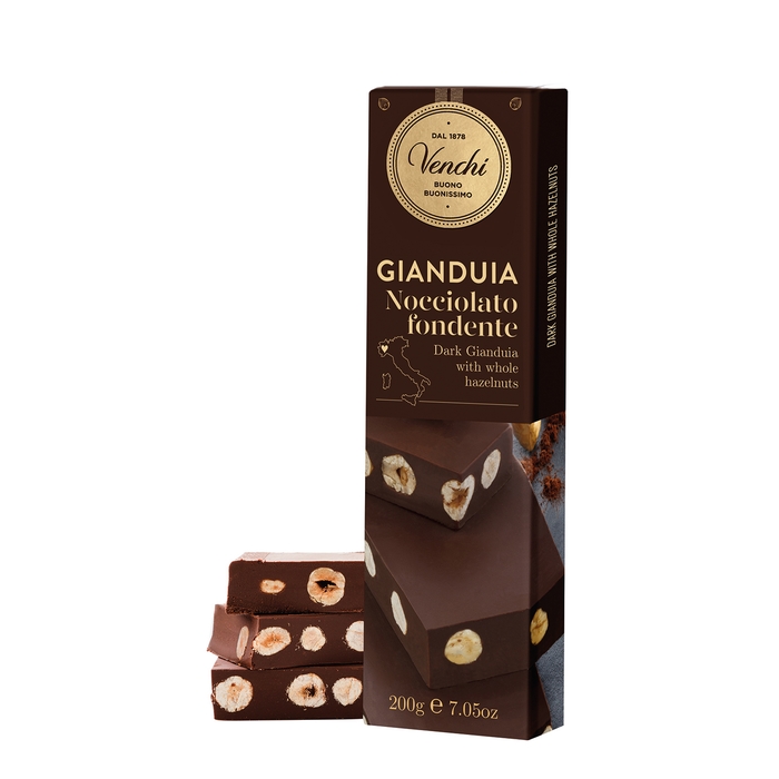Venchi Dark Chocolate Gianduja With Hazelnuts Soft Bar 200g