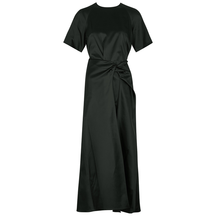 Rosetta Getty Black Satin Midi Dress