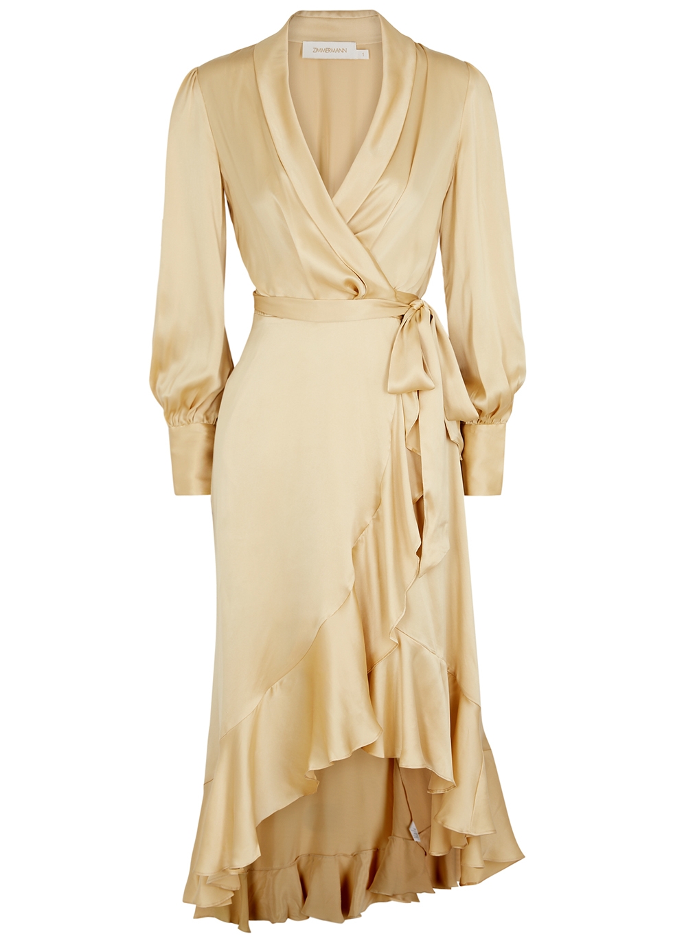 Zimmermann Super Eight champagne silk-satin wrap dress - Harvey Nichols