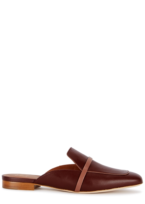 MALONE SOULIERS JADE BROWN LEATHER MULES,3733571
