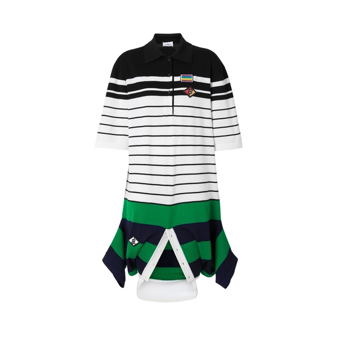 BURBERRY LOGO GRAPHIC WOOL RECONSTRUCTED POLO SHIRT DRESS,3110927