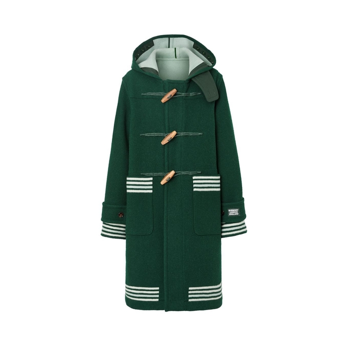 BURBERRY STRIPE DETAIL DOUBLE-FACED WOOL DUFFLE COAT,3160860
