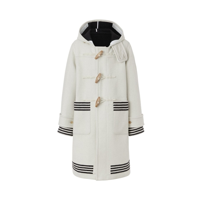 BURBERRY STRIPE DETAIL DOUBLE-FACED WOOL DUFFLE COAT,3111134