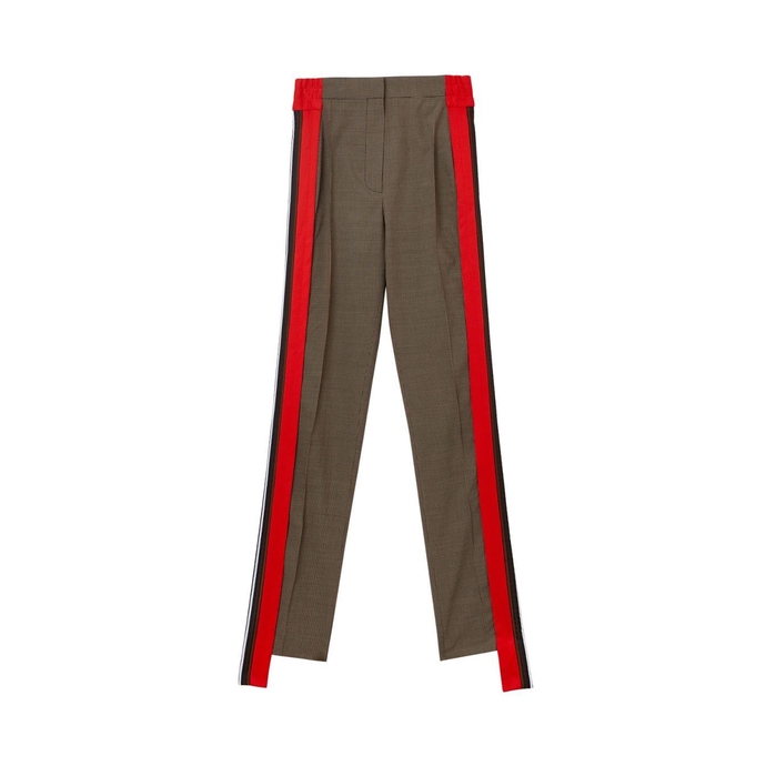 BURBERRY STRIPE DETAIL WOOL COTTON TAILORED TROUSERS,3111443