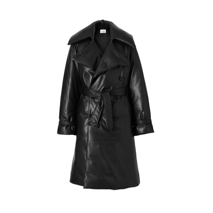 Burberry Lambskin Down-filled Oversized Trench Coat In Black