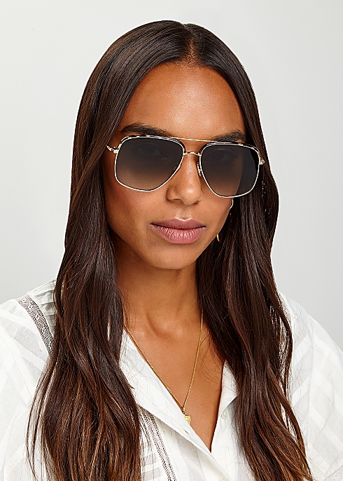 Victoria Beckham Gold Tone Aviator Style Sunglasses Harvey Nichols