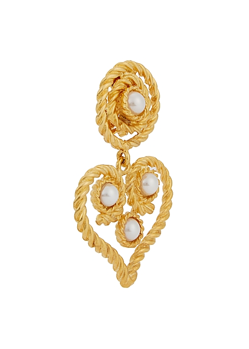 Faux pearl-embellished clip-on earrings - Kenneth Jay Lane