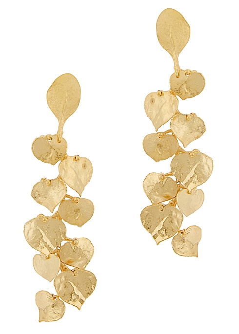 Hammered leaf gold-tone drop earrings - Kenneth Jay Lane