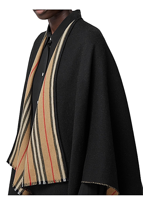 Burberry Reversible icon stripe wool cape - Harvey Nichols