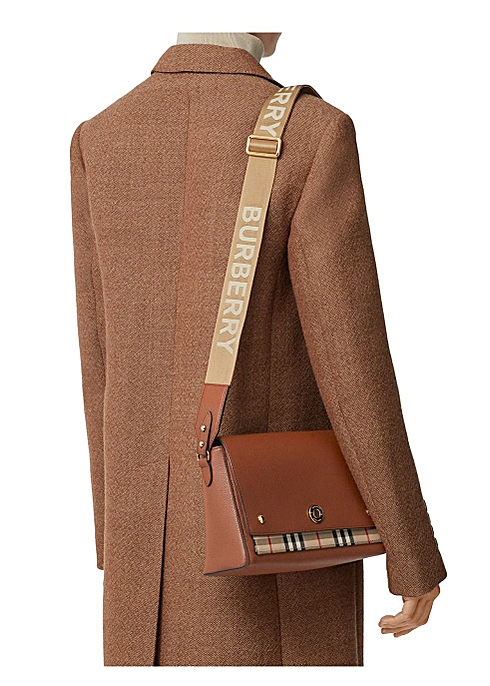 Burberry Leather and vintage check note crossbody bag - Harvey Nichols