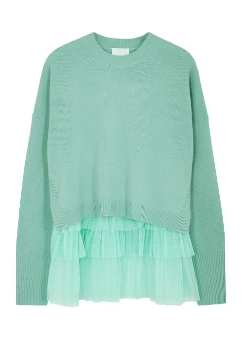 In.no Opera Mint Tulle And Wool-blend Jumper