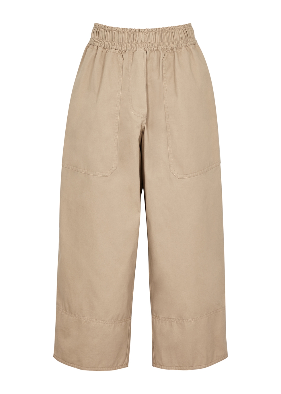 Workroom sand cropped twill trousers