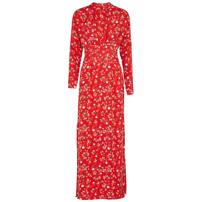 BYTIMO BYTIMO GATHERS RED FLORAL-PRINT MAXI DRESS,3125116