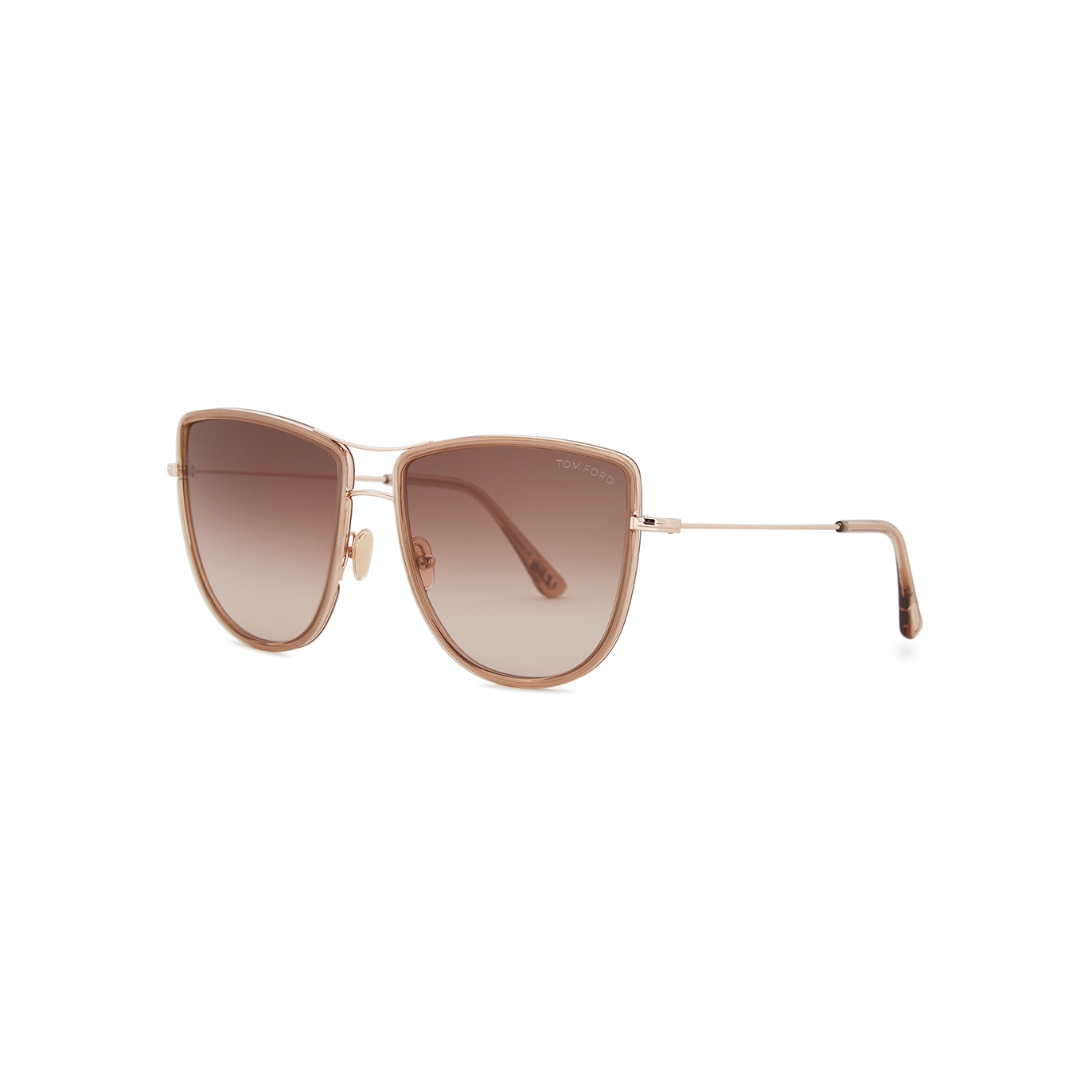Tom Ford Tina Rose Gold-tone Oversized Sunglasses - Brown