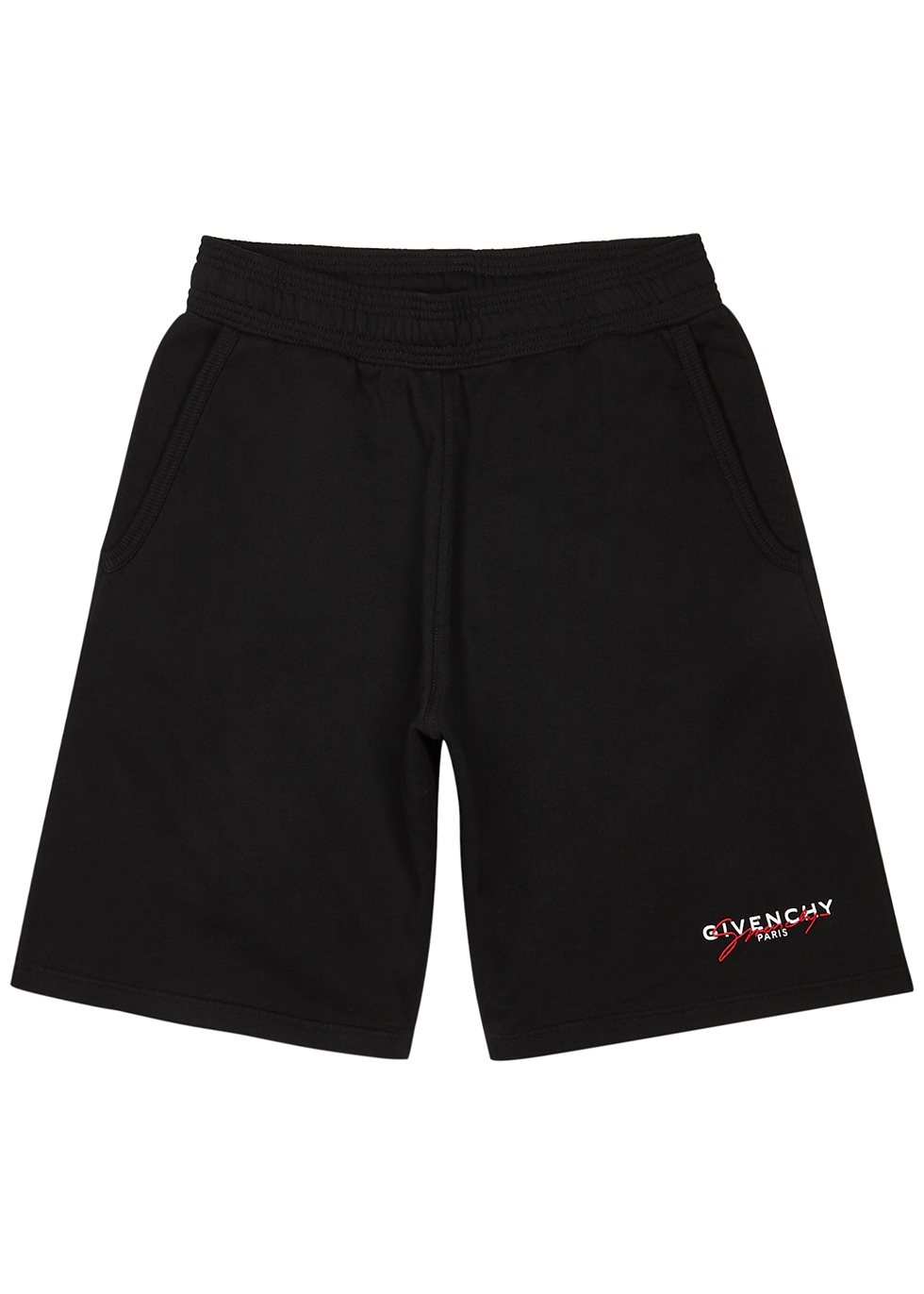 Black cotton-jersey shorts