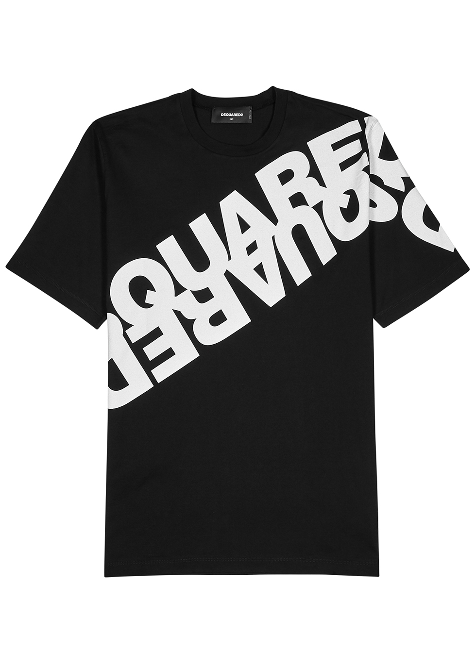 Black logo-printed cotton T-shirt