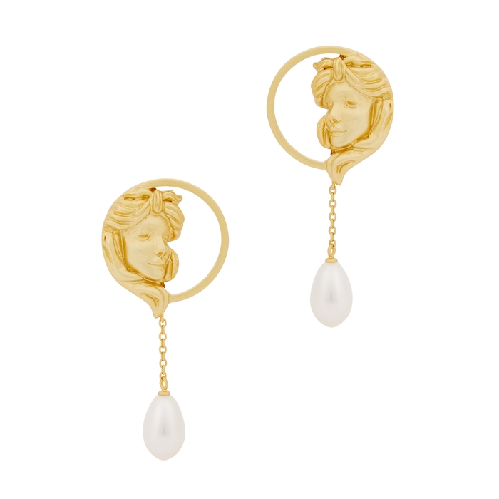 Anissa Kermiche Madame Tallien 18kt Gold-plated Drop Earrings | ModeSens