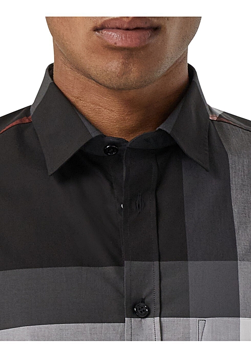 Burberry Short-sleeve check stretch cotton poplin shirt - Harvey Nichols