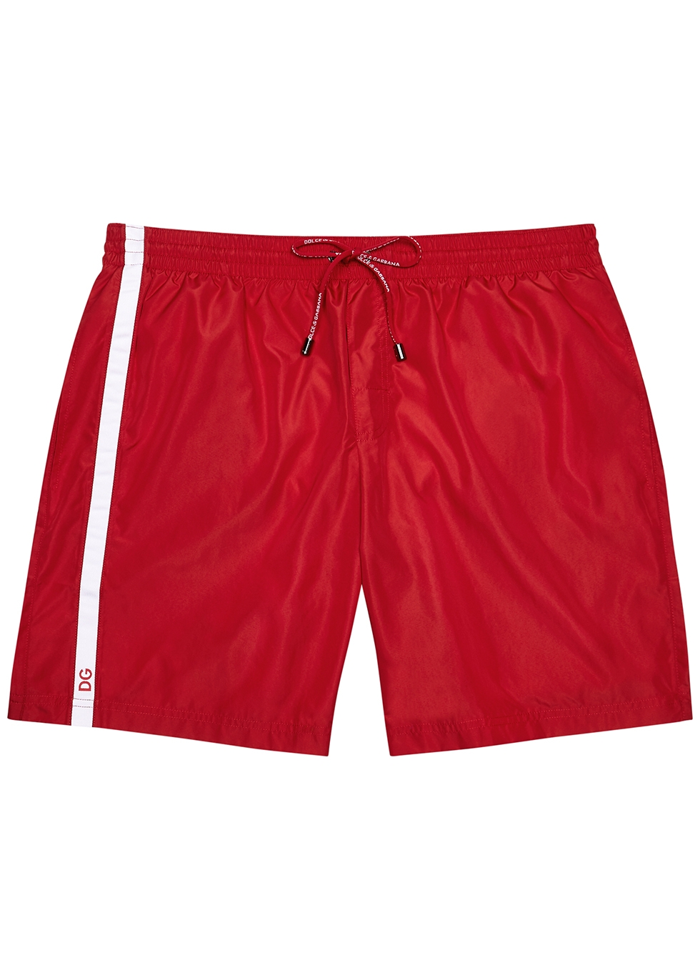 Red nylon swim shorts