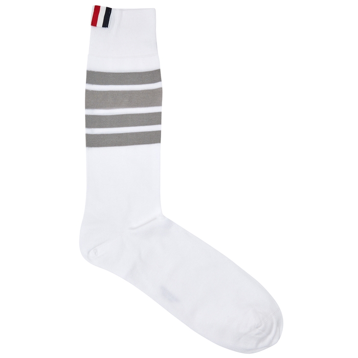 Thom Browne White Striped Cotton-blend Socks