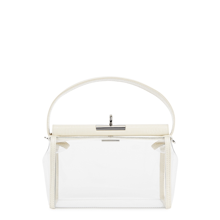 GU DE WATER IVORY LEATHER AND PVC TOP HANDLE BAG,3816744