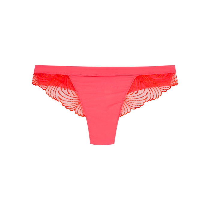 Simone Perele Nuance Neon Pink Embroidered Thong | ModeSens