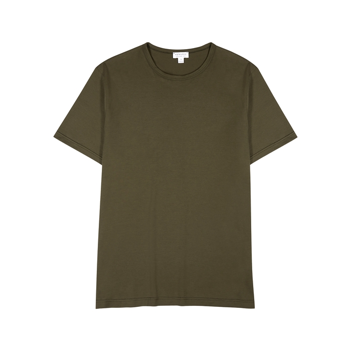 Sunspel Cavendish Cotton-jersey T-shirt In Khaki