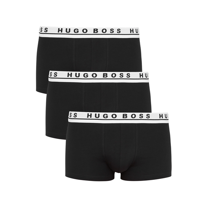 Hugo Boss Black Stretch-cotton Boxer Briefs - Set Of Three