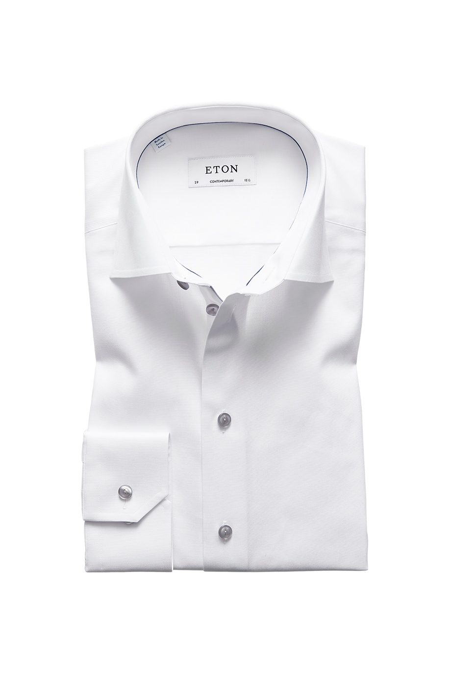 Eton White twill shirt with grey details - contemporary fit - Harvey ...