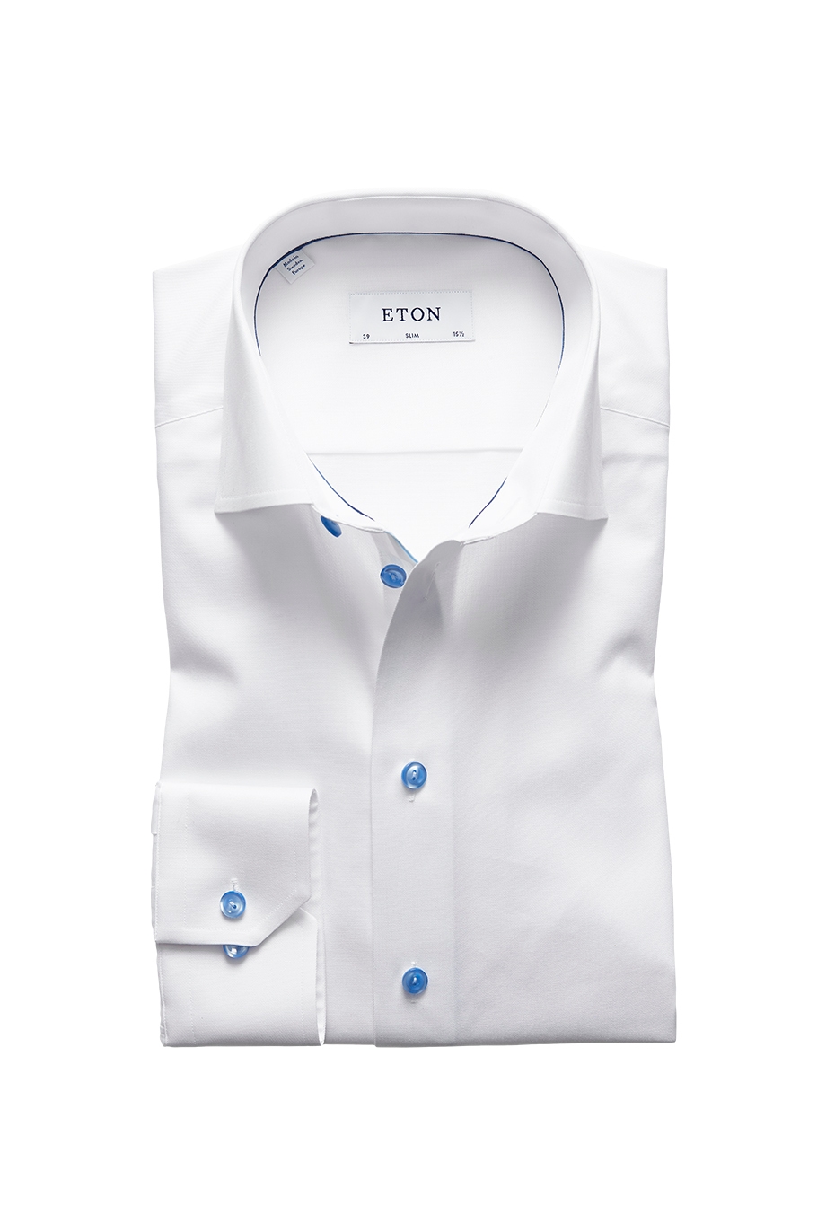 Eton White twill shirt with blue details - slim fit - Harvey Nichols
