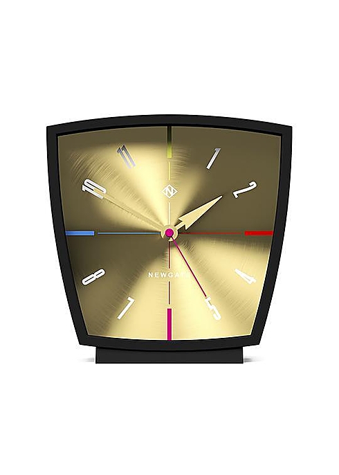 Newgate Contemporary Spun Brass Black Mantel Desk Clock Harvey