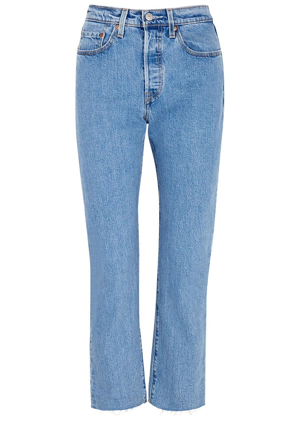 Levi's 501 blue high-rise straight-leg jeans - Harvey Nichols