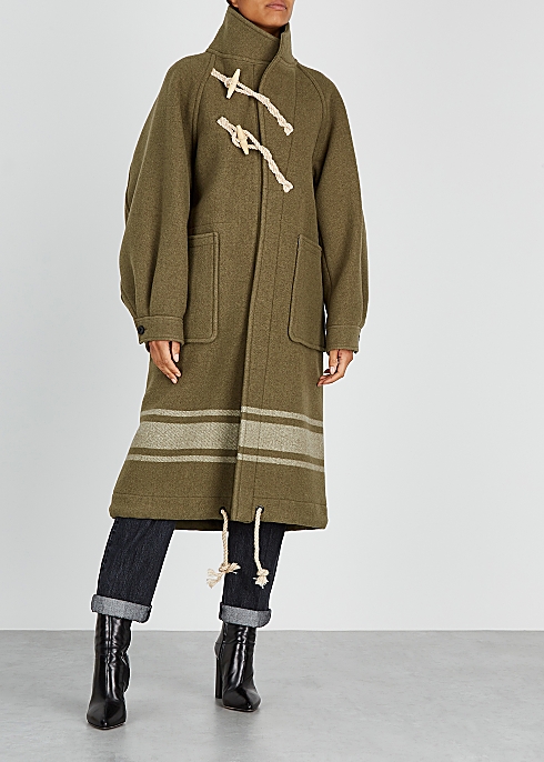 Olive striped wool coat - HYKE