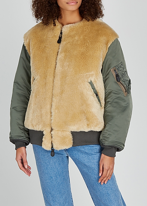 Satin and faux fur bomber jacket - HYKE