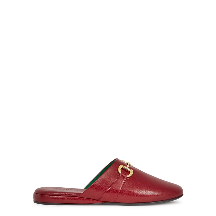GUCCI PERICLE RED LEATHER MULES,3207866
