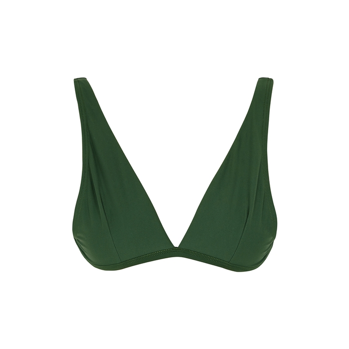 Casa Raki Flo Dark Green Plunge Bikini Top