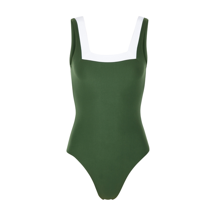 Casa Raki Marina Two-tone Swimsuit In Green