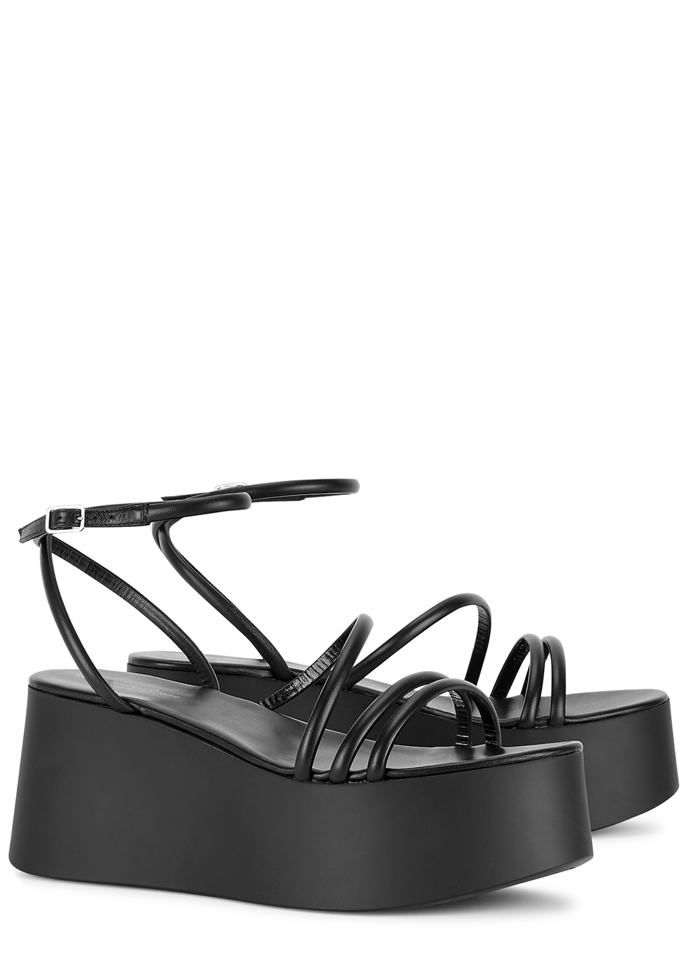 black leather flatform