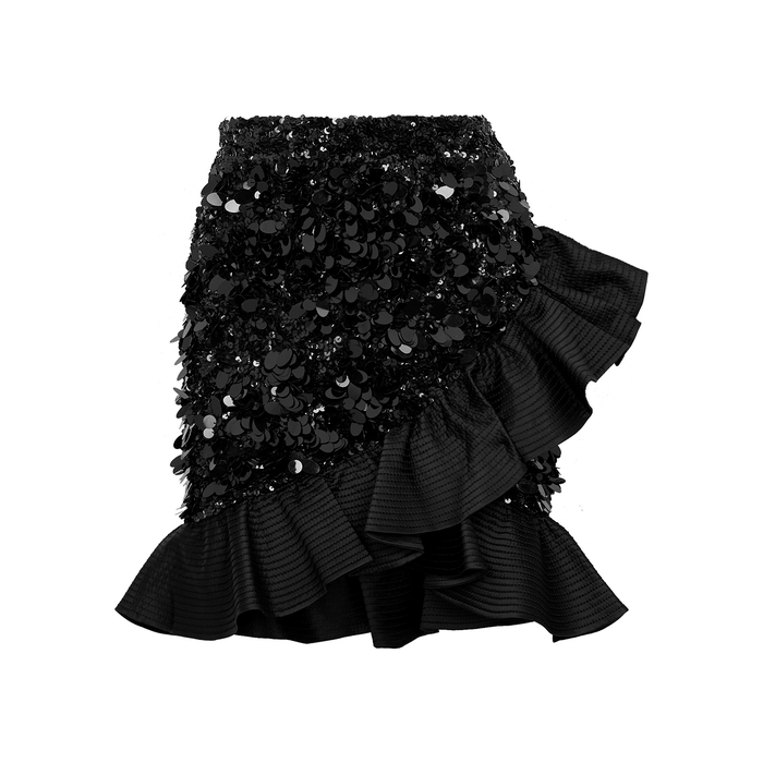 Angelys Balek X Anna Dello Russo Black Sequin Mini Skirt