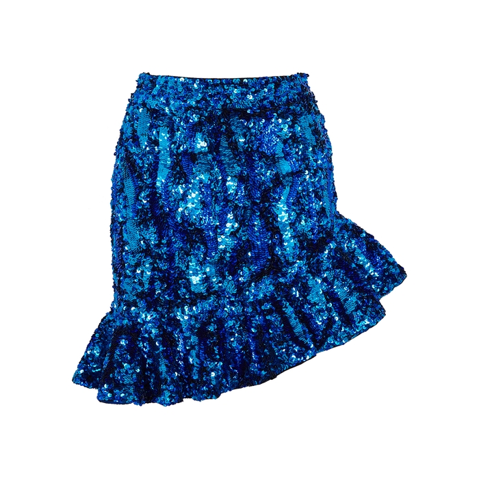 Angelys Balek X Anna Dello Russo Blue Sequin Mini Skirt