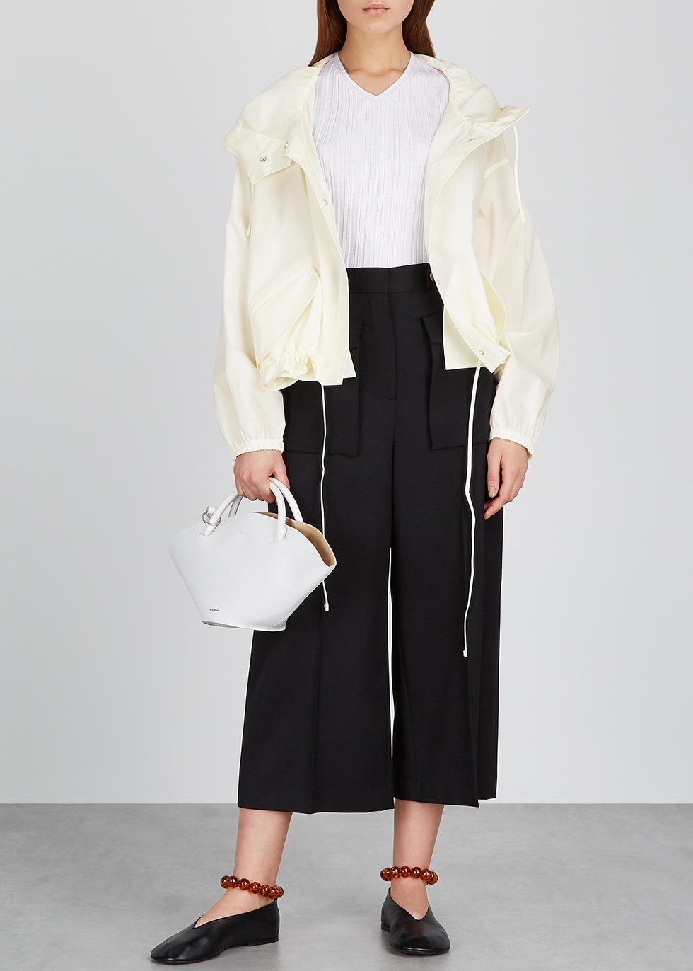 Jil Sander Off-white Logo-print Cotton Poplin Jacket Womens Clothing Jackets Casual jackets 