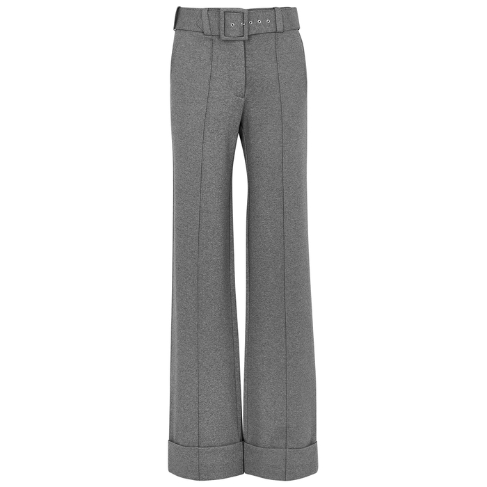 VICTORIA VICTORIA BECKHAM GREY BELTED WIDE-LEG TROUSERS,3746325