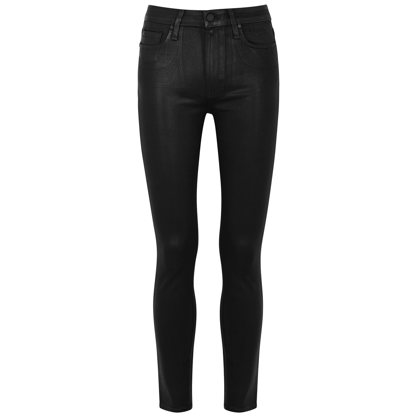 Paige Hoxton Ankle Black Coated Skinny Jeans - W26