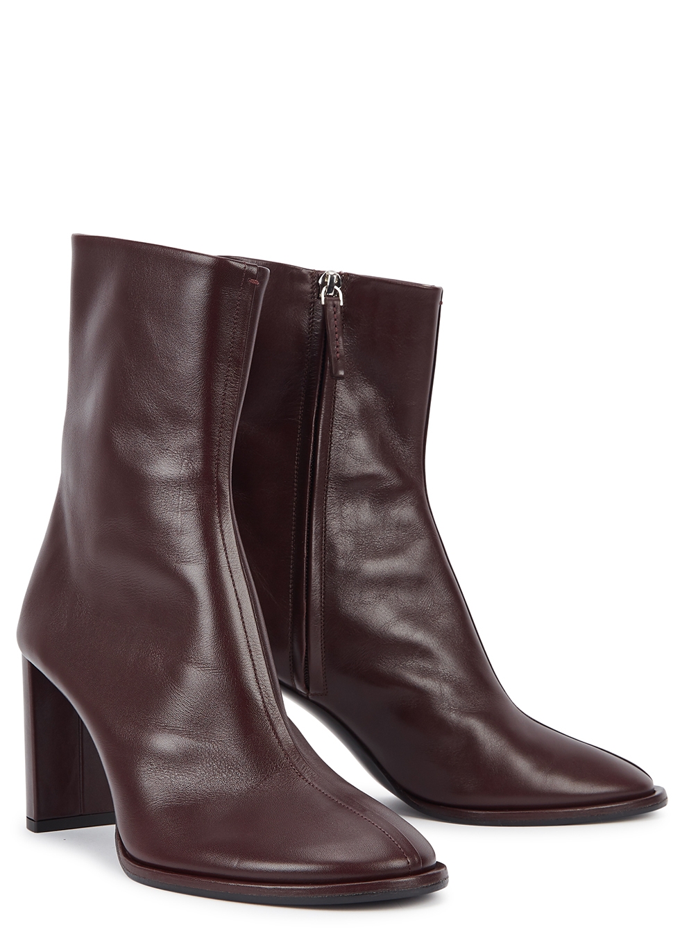 burgundy leather ankle boots